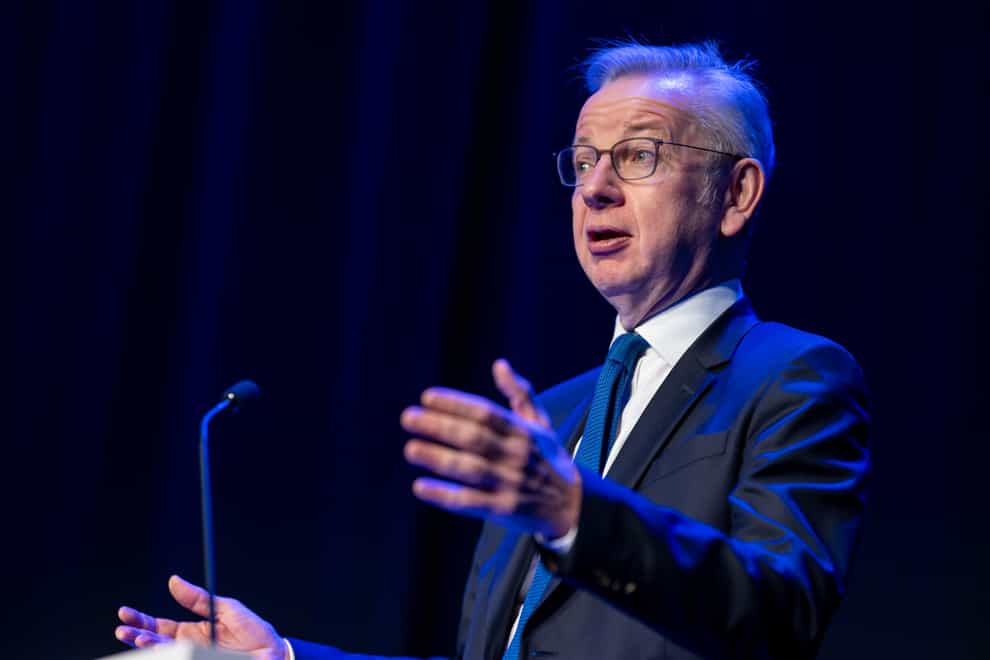 Secretary of State for Levelling Up, Housing and Communities, Michael Gove speaking during the Scottish Conservative party conference at the Event Complex Aberdeen. Picture date: Saturday March 2, 2024.
