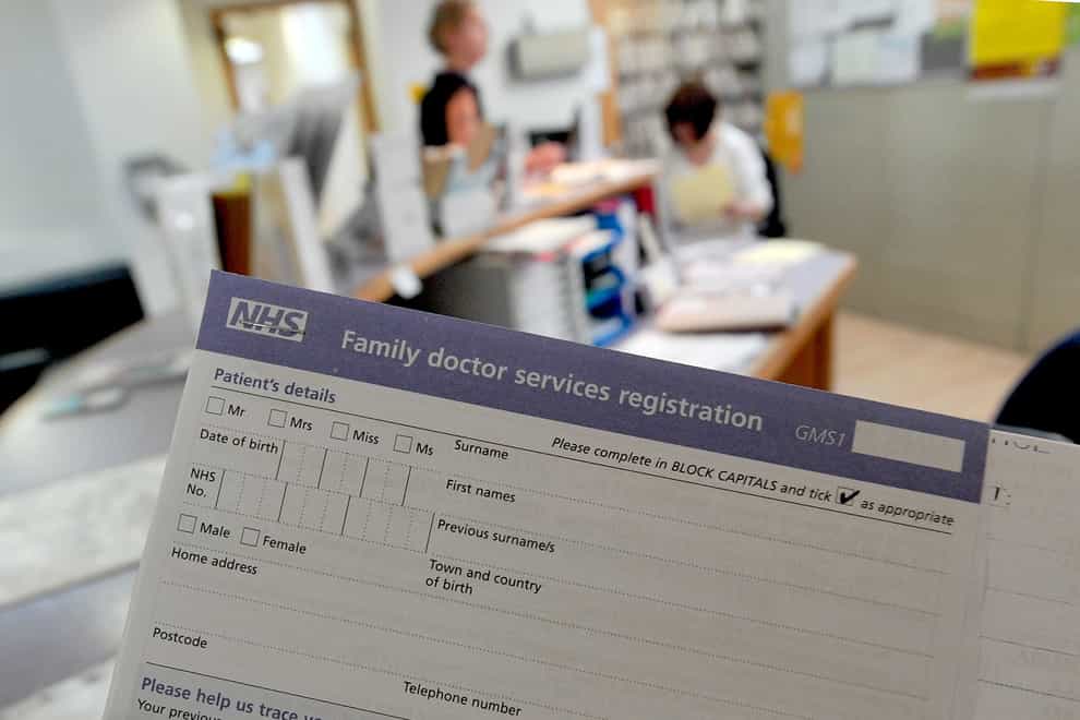 A registration form at the Temple Fortune Health Centre GP Practice near Golders Green, London (PA)