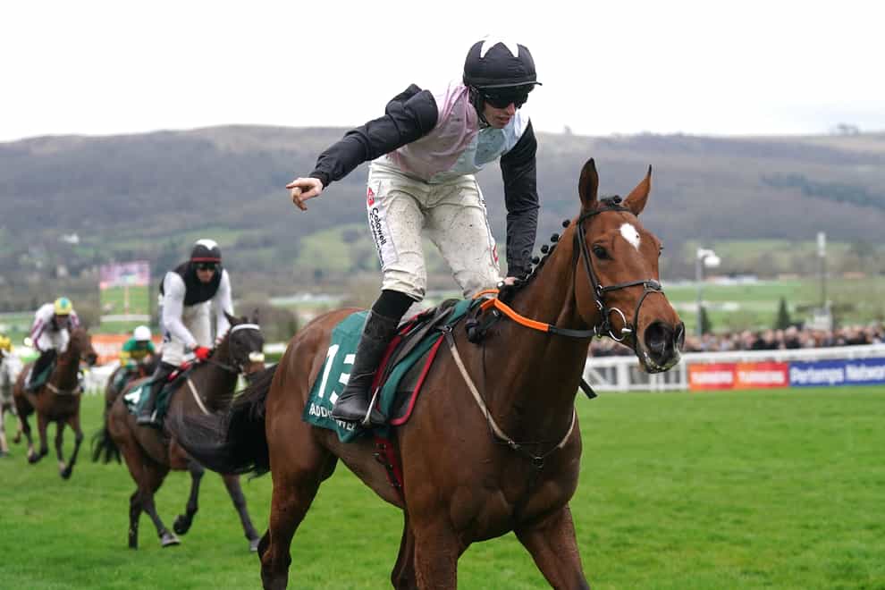 Teahupoo ridden by Jack Kennedy on their way to winning the Paddy Power Stayers’ Hurdle on day three of the 2024 Cheltenham Festival at Cheltenham Racecourse. Picture date: Thursday March 14, 2024.