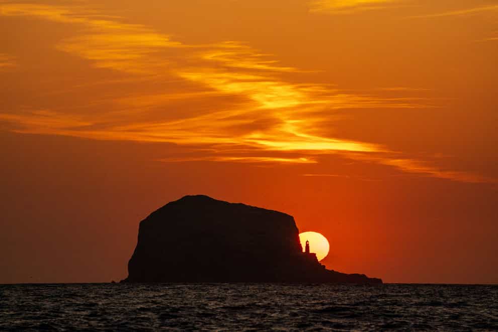 Sunrise behind the Bass Rock in the Firth of Forth near North Berwick, East Lothian, which topped the Sunday Times Best Places to Live guide (Jane Barlow/PA)