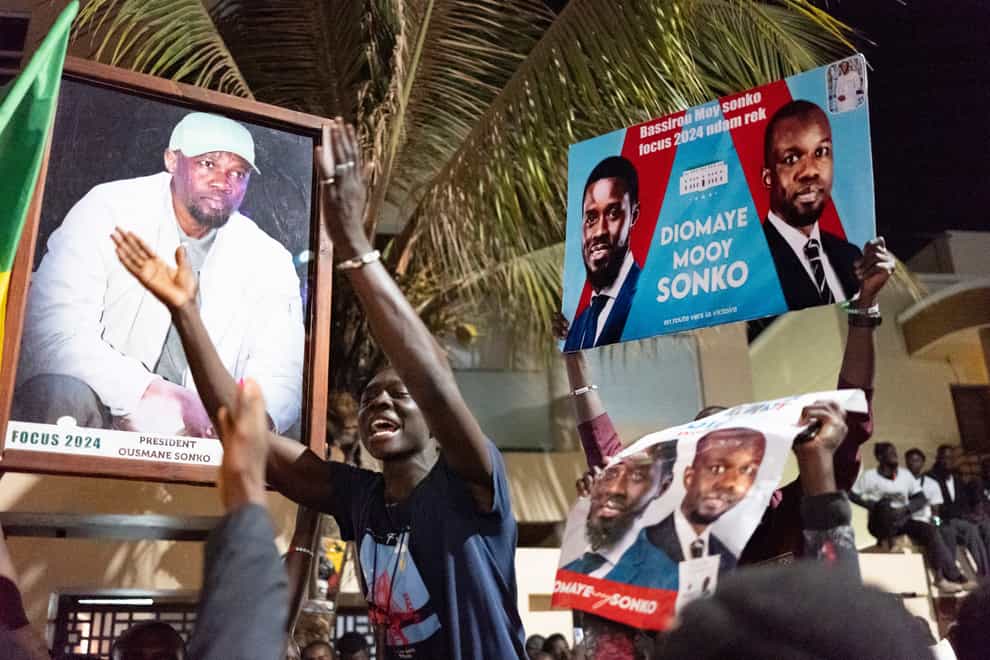 Supporters have been celebrating the release of Senegal’s top opposition leader (Sylvain Cherkaoui/AP)