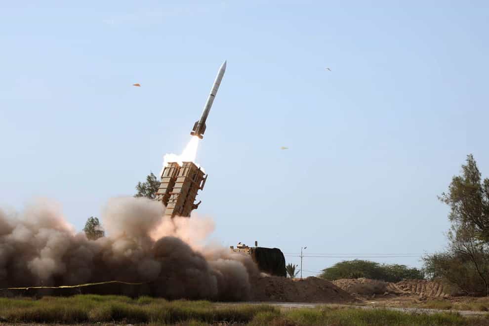 A missile is launched during a military drill in southern Iran (Iranian Army via AP)