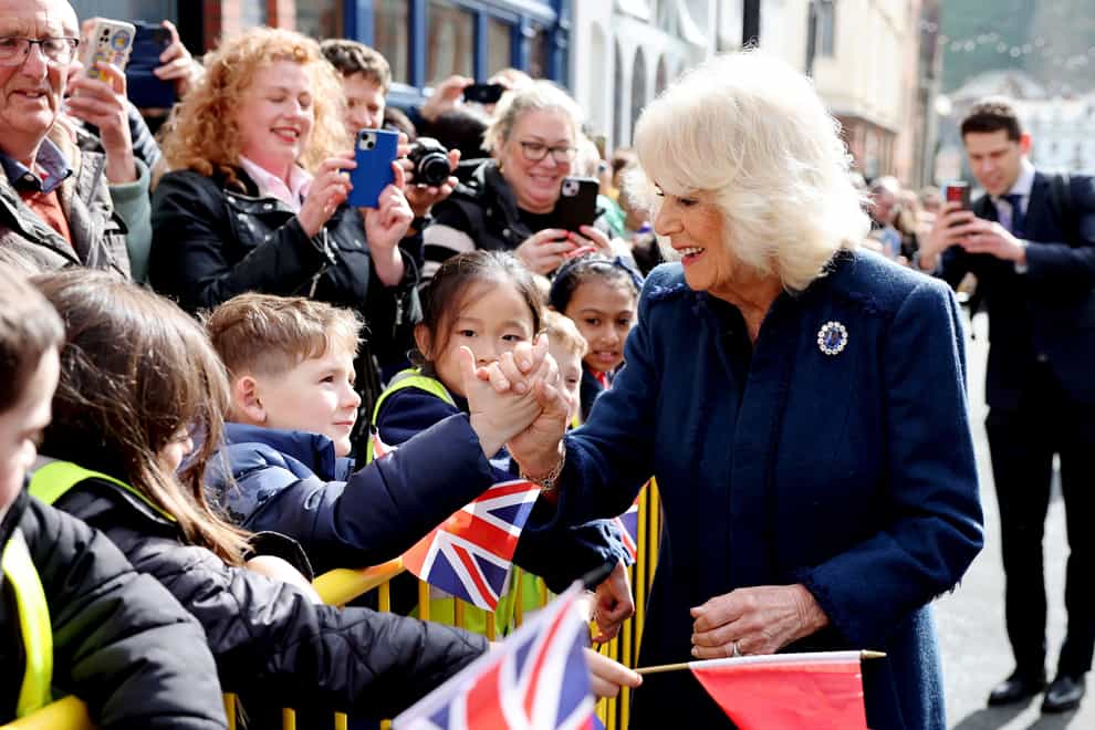 Queen Camilla meets members of the public during a visit to Douglas on the Isle of Man (Chris Jackson/PA)