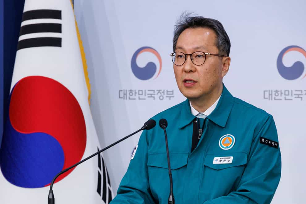 South Korean Vice health minister Park Min-soo speaks during a briefing at the government complex in Seoul (Hwang Gwang-moYonhap via AP)