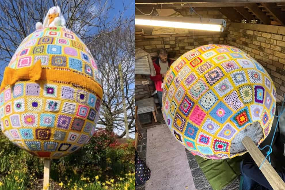 The giant egg stands at 2 metres high and 1.5 metres wide (Philippa Etheridge/PA)