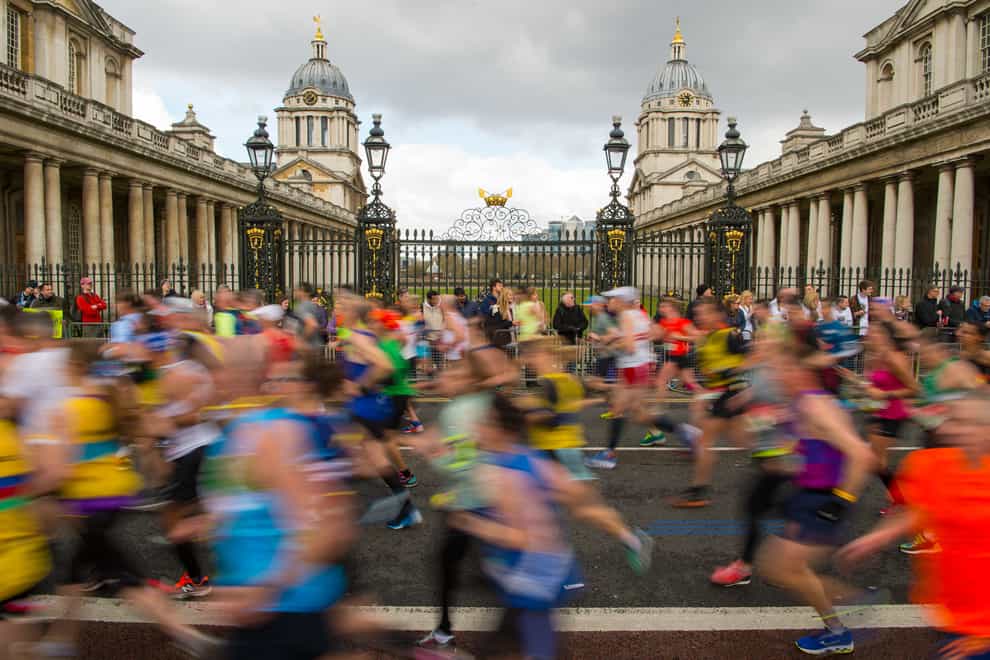 Runners pass the Old Naval College, Greenwich, during the 2016 Virgin Money London Marathon (Dominic Lipinski/PA)