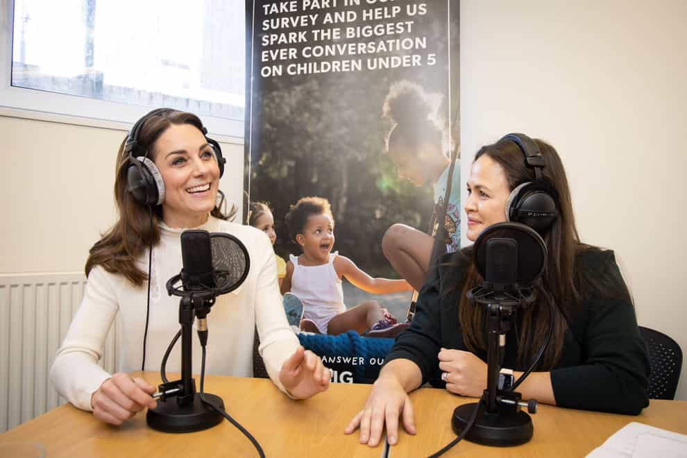 The Princess of Wales and Giovanna Fletcher on the Happy Mum, Happy Baby podcast (Kensington Palace/PA)