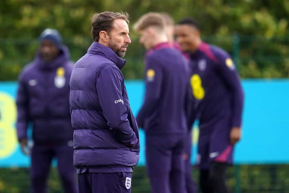 Gareth Southgate during a training session at Hotspur Way on Monday (Adam Davy/PA)