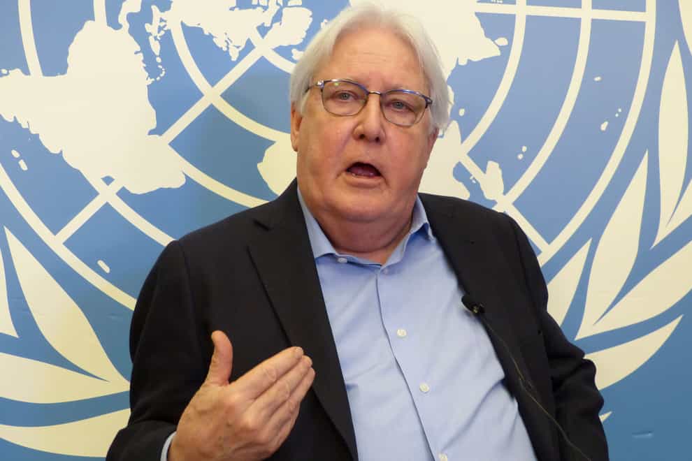 UN humanitarian aid coordinator Martin Griffiths speaks in Geneva (Jamey Keaten/AP)