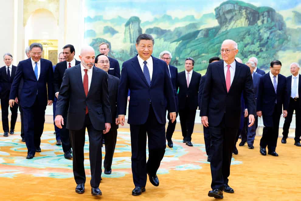 Chinese President Xi Jinping met US business leaders in Beijing (Huang Jingwen/Xinhua via AP)