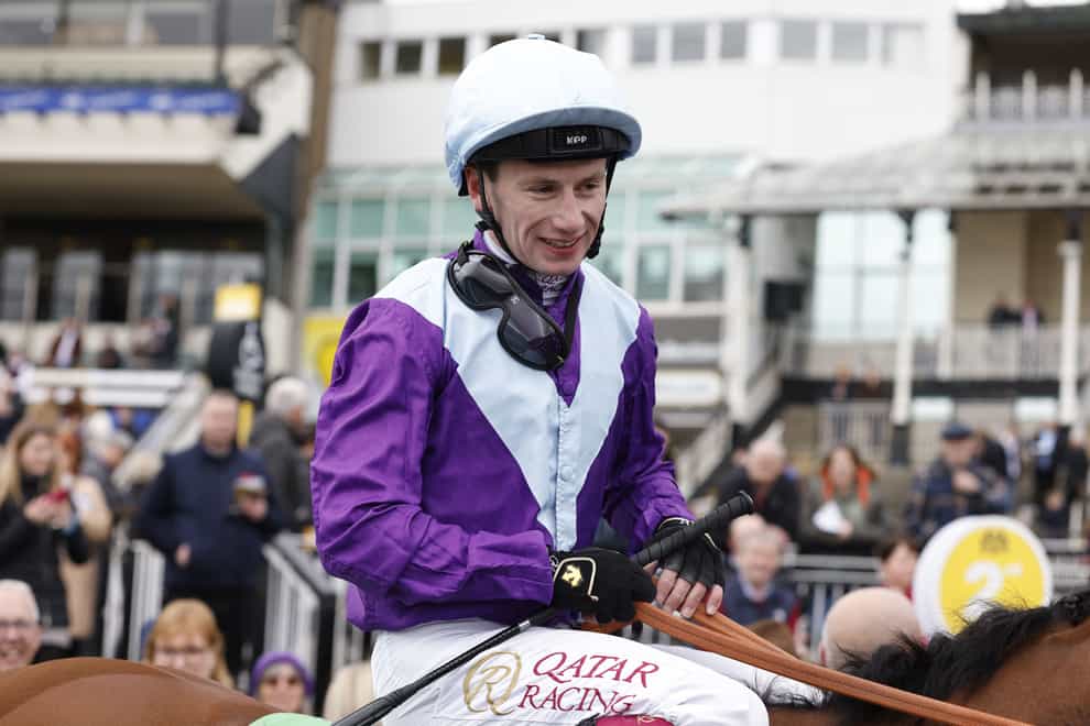 Jockey Oisin Murphy after winning the talkSPORT All-Weather 3 Year Old Championships Conditions Stakes at Newcastle Racecourse, Newcastle. Picture date: Friday April 7, 2023.