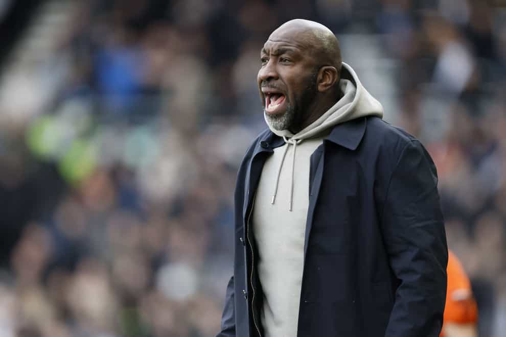 Port Vale manager Darren Moore during the Sky Bet League One match at Pride Park, Derby. Picture date: Saturday March 2, 2024.