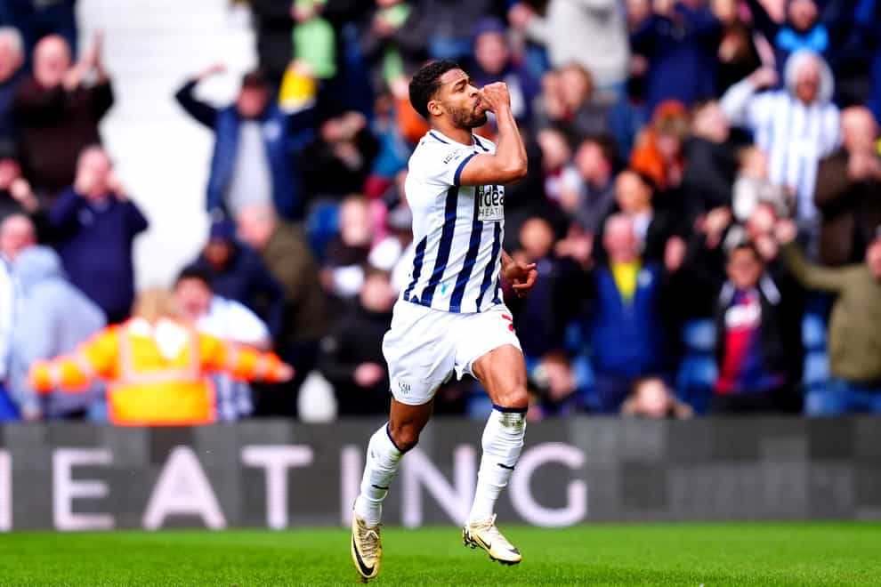 West Bromwich Albion’s Darnell Furlong celebrates scoring their side’s second goal of the game during the Sky Bet Championship match at The Hawthorns, West Bromwich. Picture date: Monday April 1, 2024.