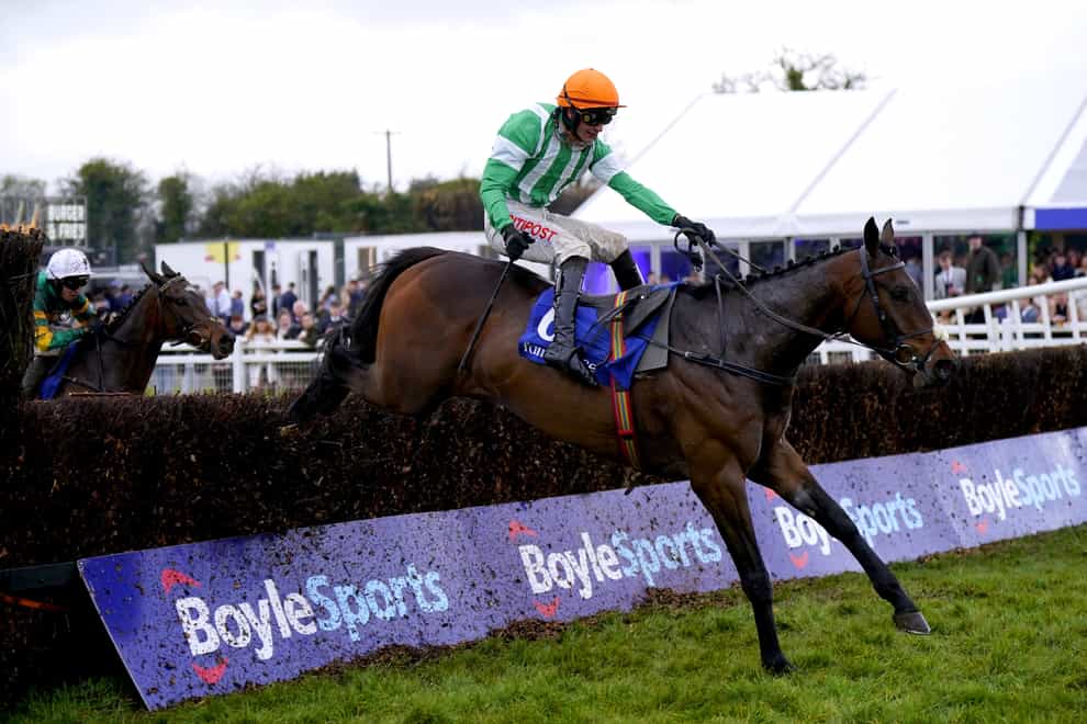 Macdermott ridden by jockey Danny Mullins on their way to winning the Envirogreen Building Services Handicap Chase during the Fairyhouse Easter Festival 2024 at Fairyhouse Racecourse in County Meath, Ireland. Picture date: Monday April 1, 2024.