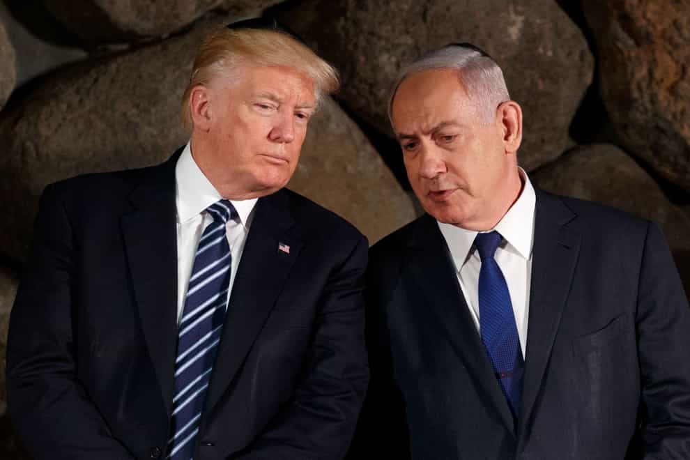 Then president Donald Trump with Israeli prime minister Benjamin Netanyahu during a ceremony in Jerusalem (Evan Vucci/AP)