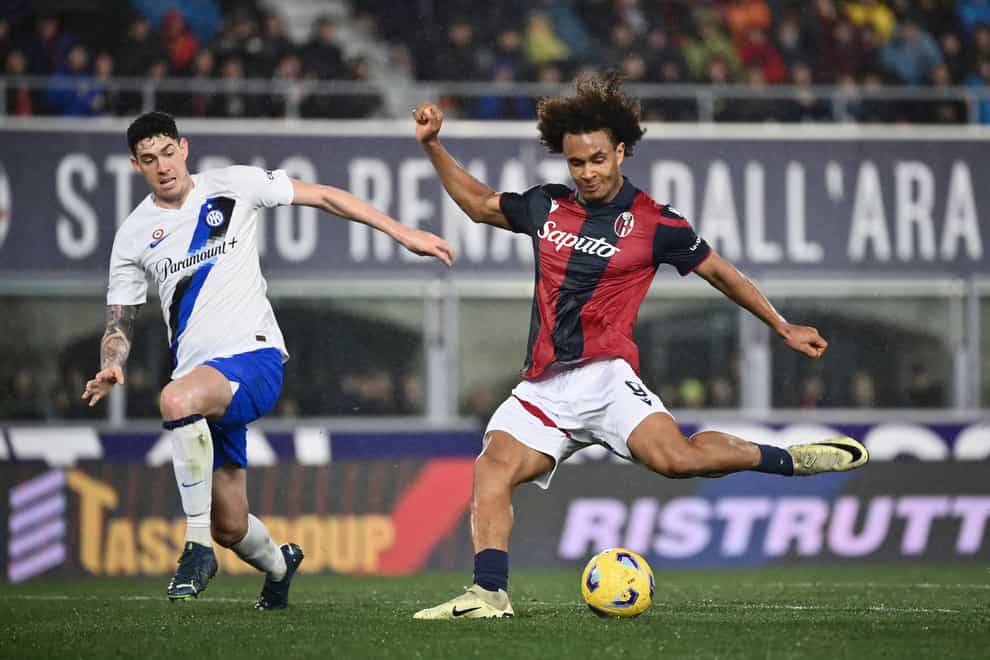 Bologna striker Joshua Zirkzee is being linked with two Premier League clubs (Massimo Paolone/LaPresse via AP)