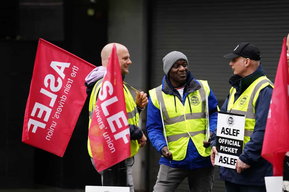 Members of Aslef at six companies will walk out, leaving some areas with no services all day (Jordan Pettitt/PA)