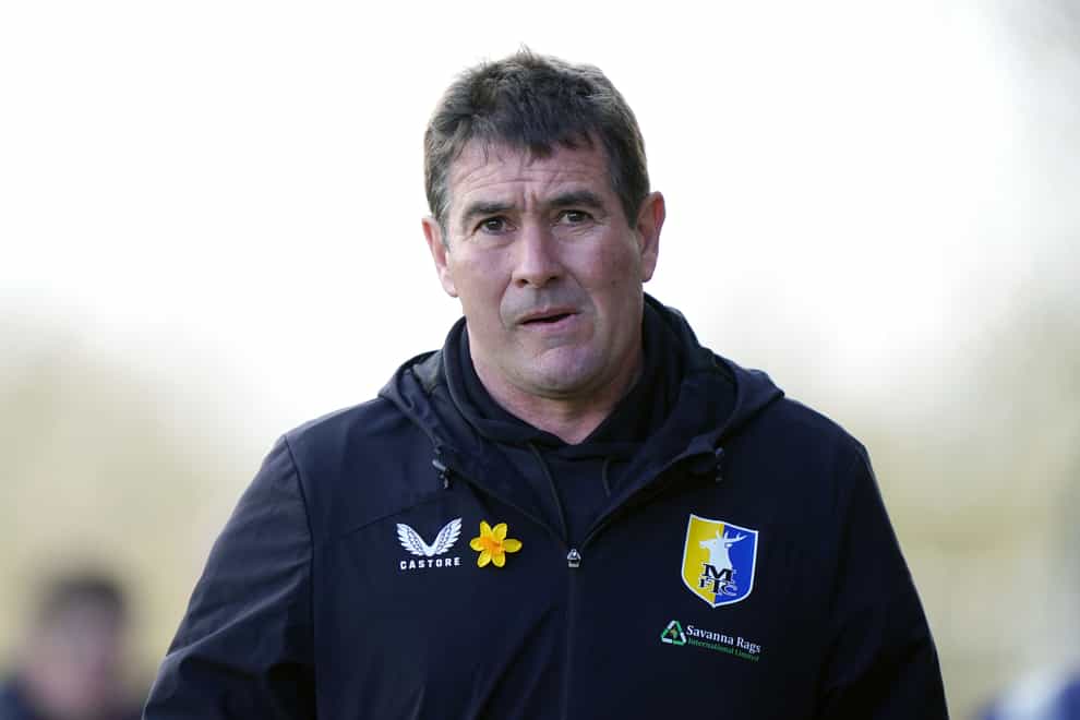 Mansfield Town manager Nigel Clough during the Sky Bet League Two match at One Call Stadium, Mansfield. Picture date: Saturday March 23, 2024.