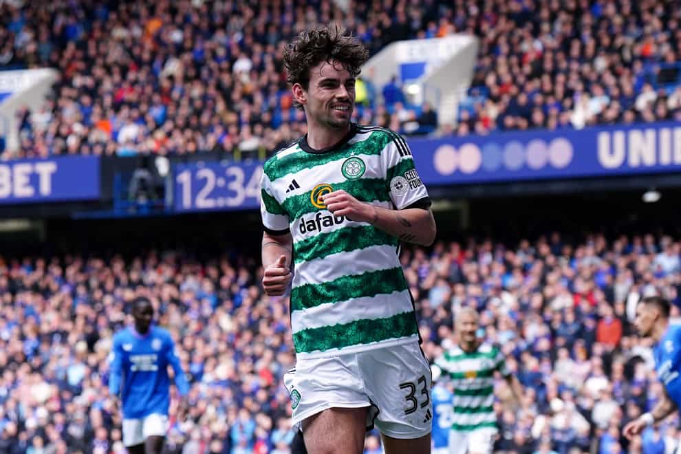 A bottle was thrown at Celtic’s Matt O’Riley on Sunday (Jane Barlow/PA)