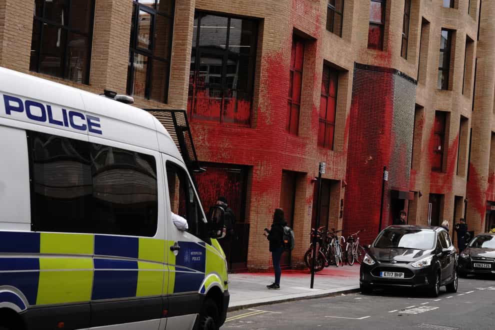 Police outside the Labour Party headquarters in London (Aaron Chown/PA)