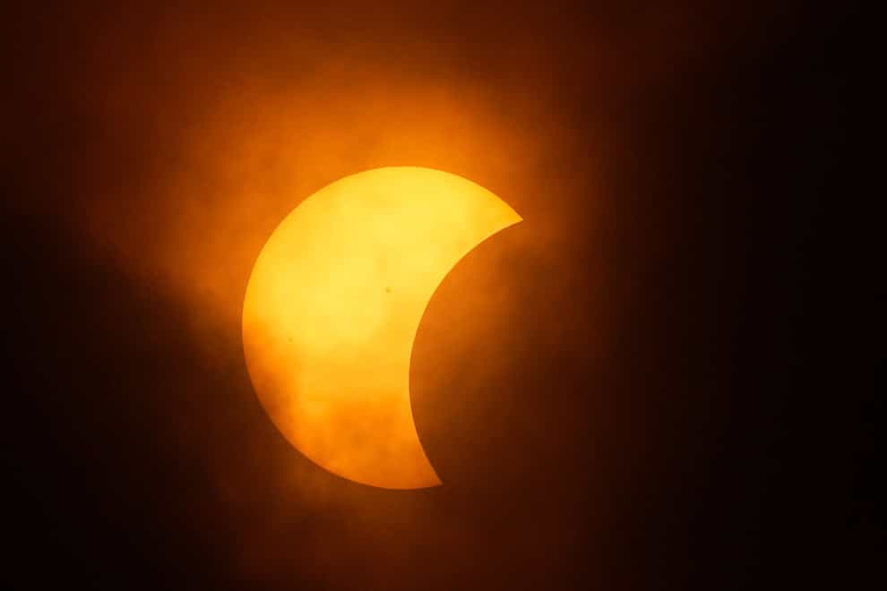 The moon partially covers the sun during a total solar eclipse, as seen from Eagle Pass, Texas, on Monday (Eric Gay/AP)