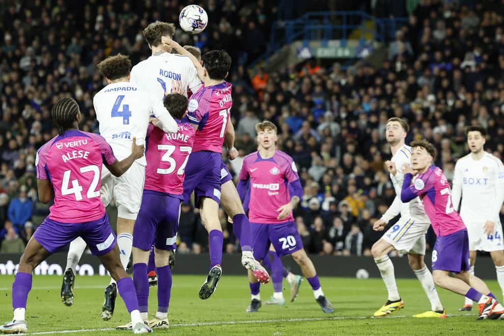 Leeds’ calls for a penalty for handball went unanswered as they slipped up in the title race (Richard Sellers/PA)