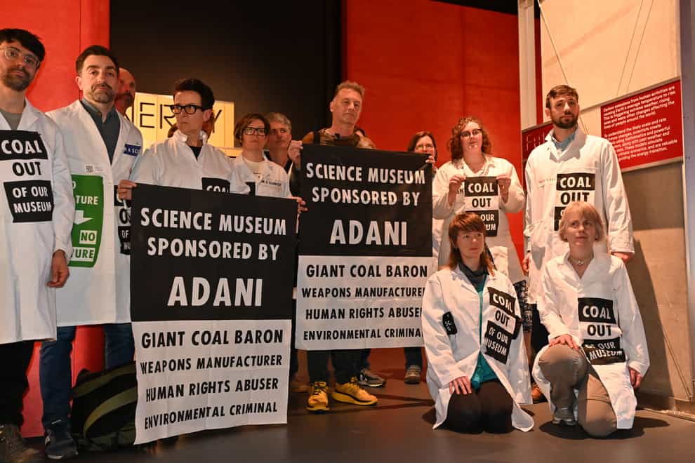 Chris Packham joined a group of protesters occupying part of the museum (Andrea Domeniconi/PA)