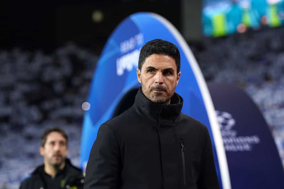 Arsenal manager Mikel Arteta before the UEFA Champions League match at Estadio do Dragao in Porto. (Bradley Collyer/PA)