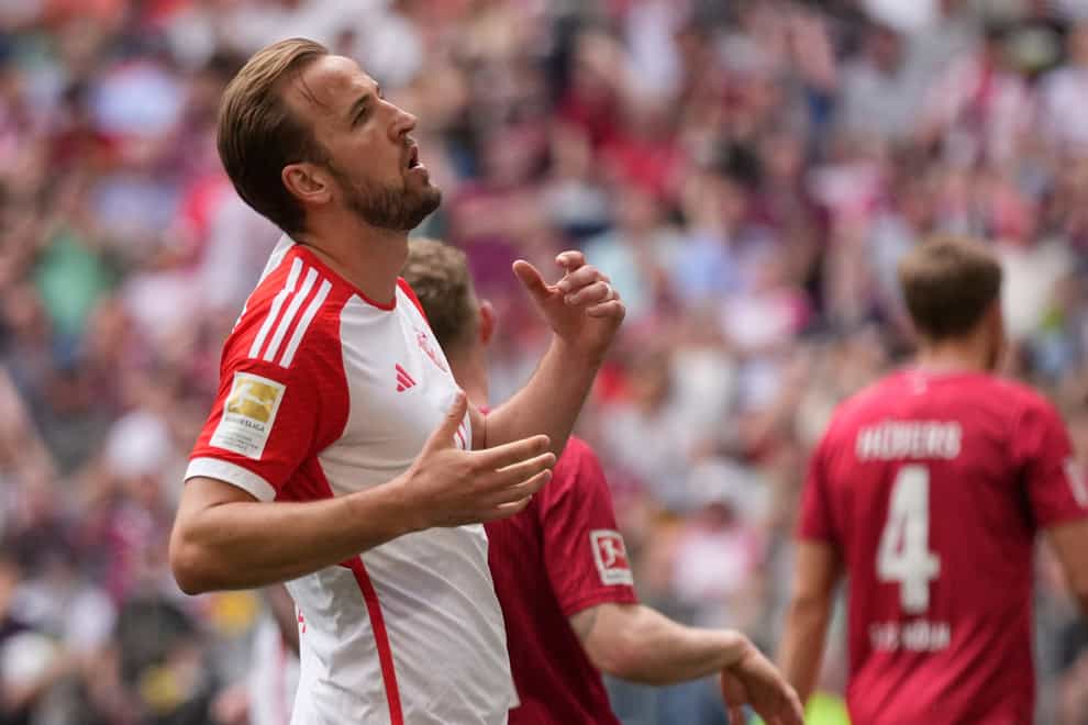 Harry Kane, pictured in action for Bayern against Cologne on Saturday (Matthias Schrader/AP)