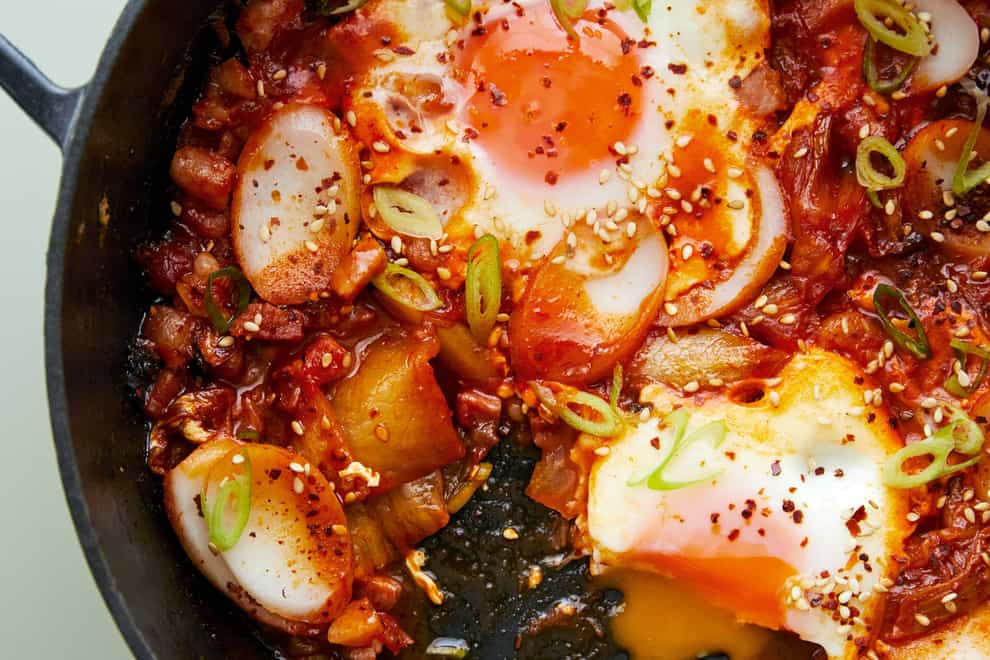 Ed Smith’s kimchi and gochujang skillet eggs recipe (Sam A. Harris/PA)