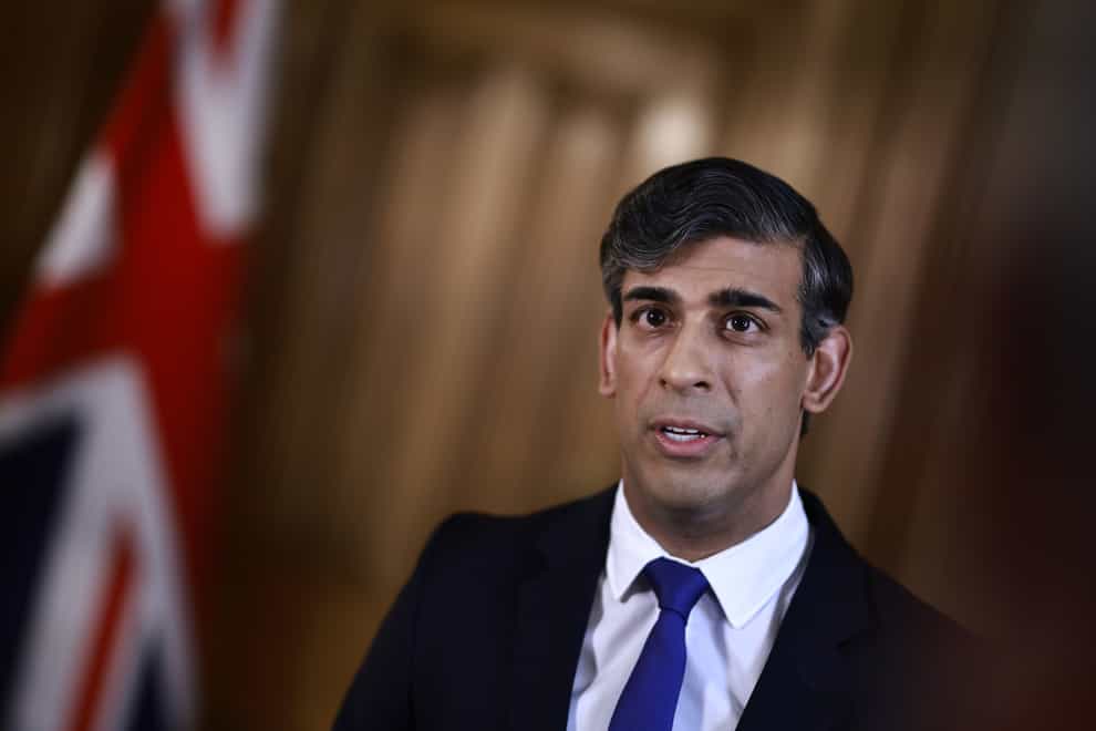 Prime Minister Rishi Sunak’s personal rating has fallen to the level of John Major’s worst performance, while his party’s support has hit a new record low (Benjamin Cremel/PA)