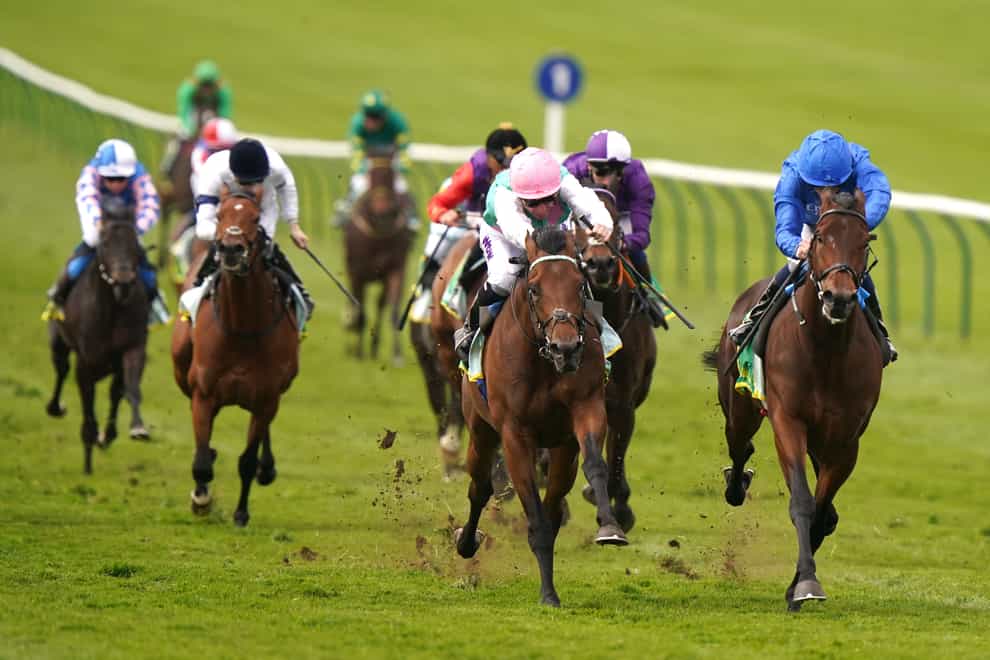 First Conquest (right) and William Buick winning the Wood Ditton Stakes at Newmarket (Bradley Collyer/PA)