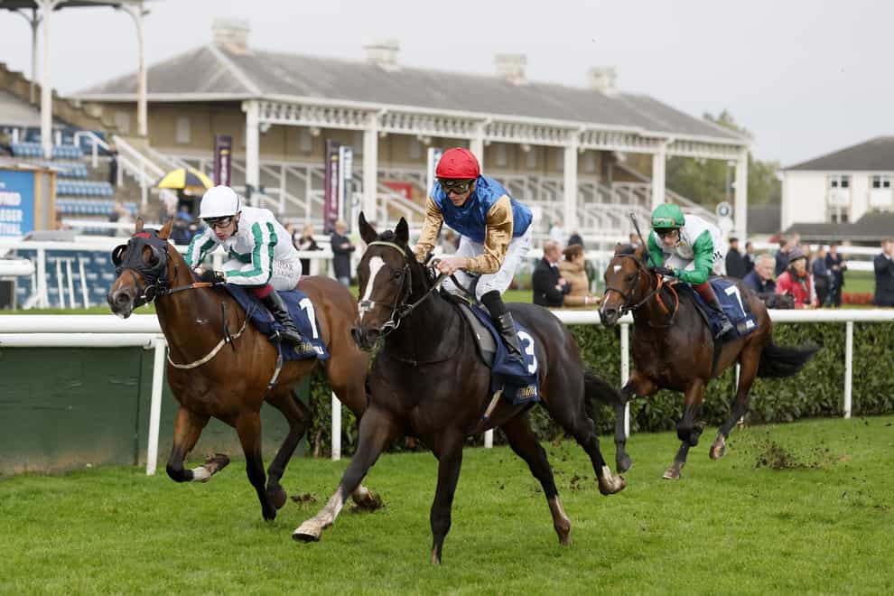 Ballymount Boy (centre) ridden by jockey James Doyle on their way to winning the William Hill Prospect Stakes at Doncaster (Richard Sellers/PA)