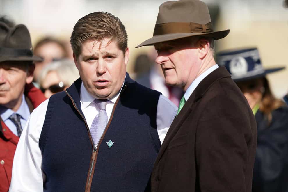 Dan Skelton and Willie Mullins on day four of the 2024 Cheltenham Festival at Cheltenham Racecourse. Picture date: Friday March 15, 2024.