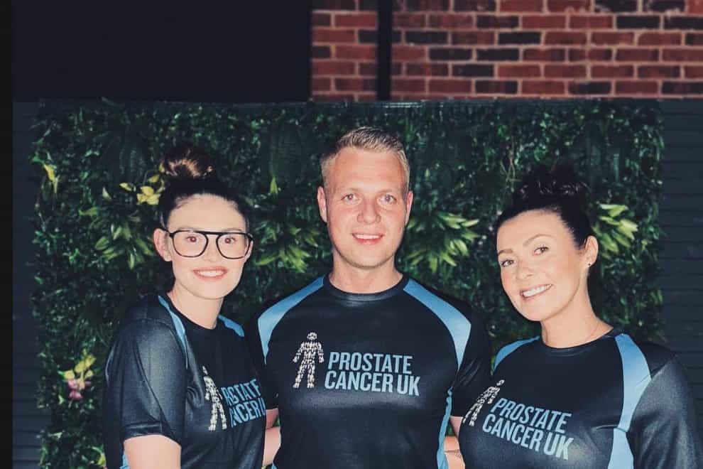 Mikey Hoszowskyj with his wife Emilie and Kym Marsh (Prostate Cancer UK/PA)