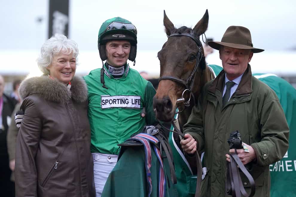 Patrick Mullins with mum Jackie and father Willie (Adam Davy/PA)