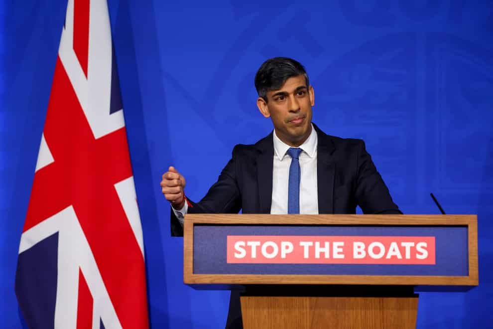 Prime Minister Rishi Sunak speaks during a press conference in Downing Street (Toby Melville/PA)