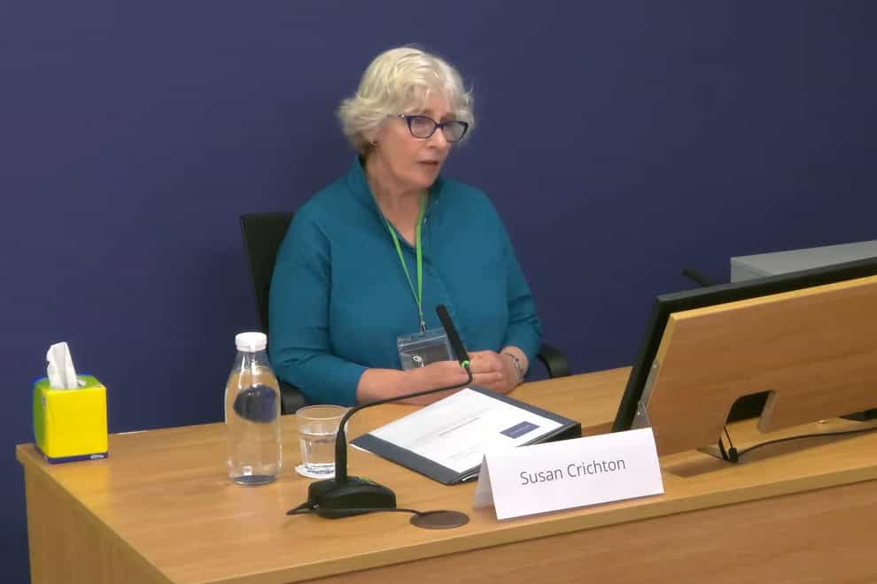 Susan Crichton, former company secretary and general counsel of Post Office Ltd, giving evidence (Post Office Horizon IT Inquiry/PA)