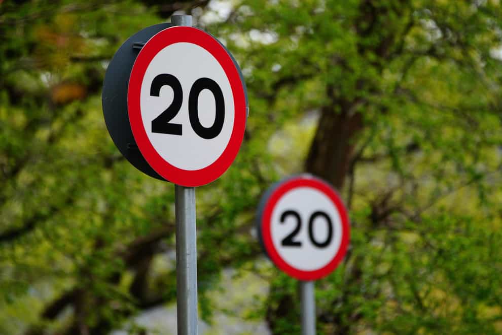 New 20mph road signs in Brynawel, Wales (Ben Birchall/PA)