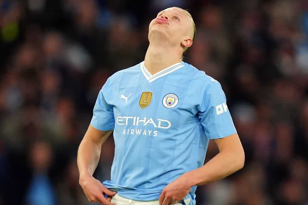 Manchester City striker Erling Haaland will miss Thursday’s clash at Brighton (Mike Egerton/PA)
