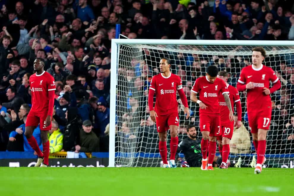 Liverpool struggled at Goodison Park (Peter Byrne/PA)
