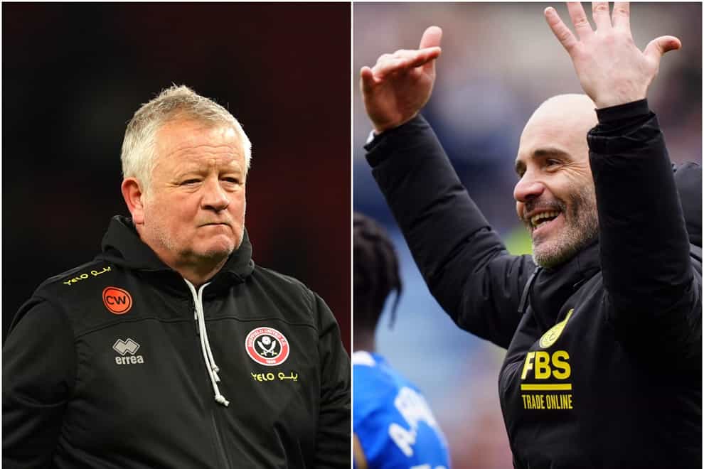 Chris Wilder, left, and Enzo Maresca could be heading in opposite directions this weekend (Martin Rickett/Mike Egerton/PA)