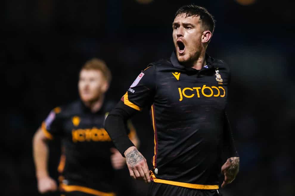 Andy Cook was on target in Bradford’s win but they missed out on the play-offs (Rhianna Chadwick/PA)
