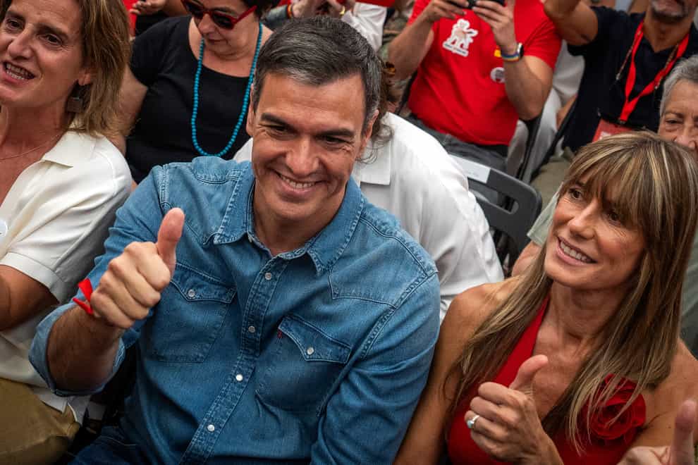 Spain’s Prime Minister Pedro Sanchez has said he will continue in office after a court opened preliminary proceedings against his wife Begona Gomez on corruption charges (AP Photo/Emilio Morenatti)