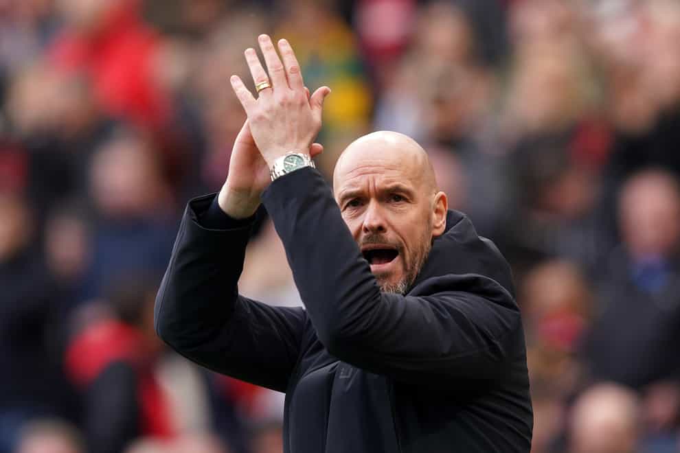 Manchester United manager Erik ten Hag during the Premier League match at Old Trafford, Manchester (Martin Rickett/PA)
