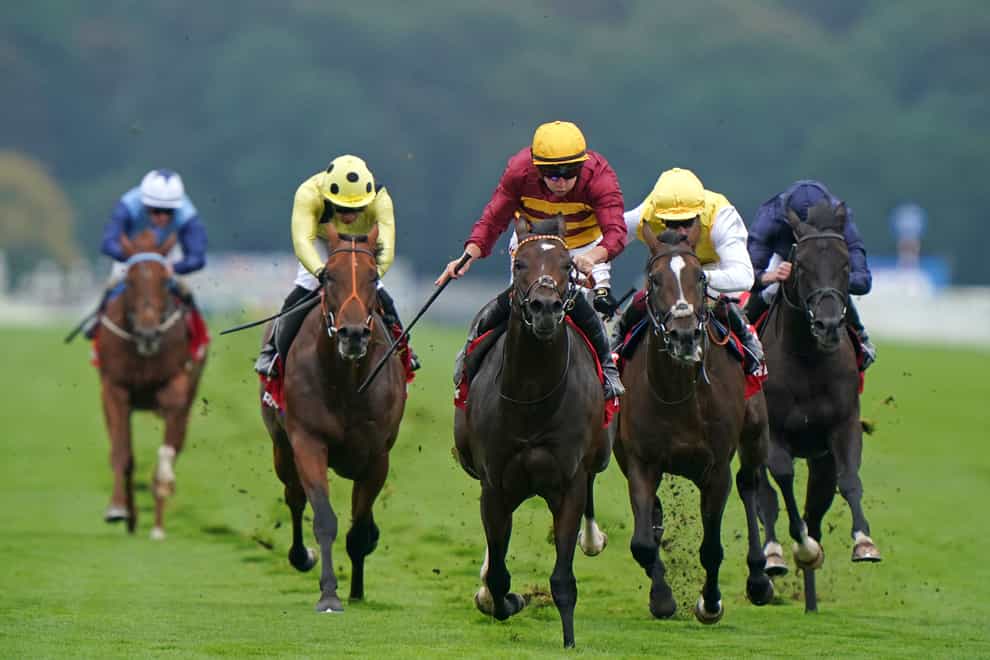 Iberian (centre) winning the Champagne Stakes at Doncaster (Tim Goode/PA)