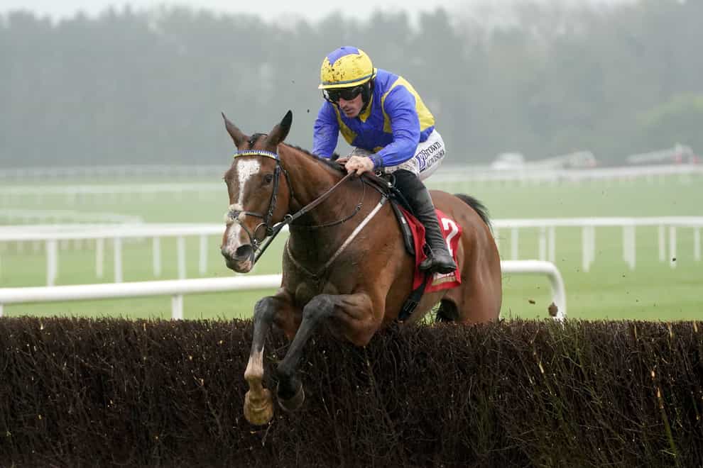 Brides Hill ridden by Sean Flanagan jumps the last on the way to winning at Punchestown (Brian Lawless/PA)