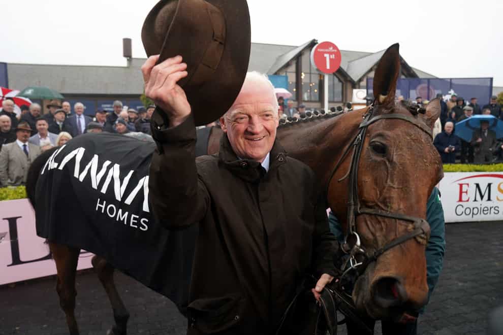 Willie Mullins with his record-breaking winner Ballyburn (Brian Lawless/PA)