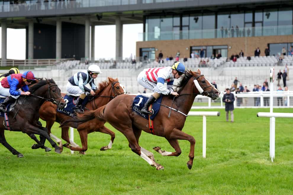 Bright Stripes ridden by Billy Lee on their way to winning at the Curragh (Niall Carson/PA)