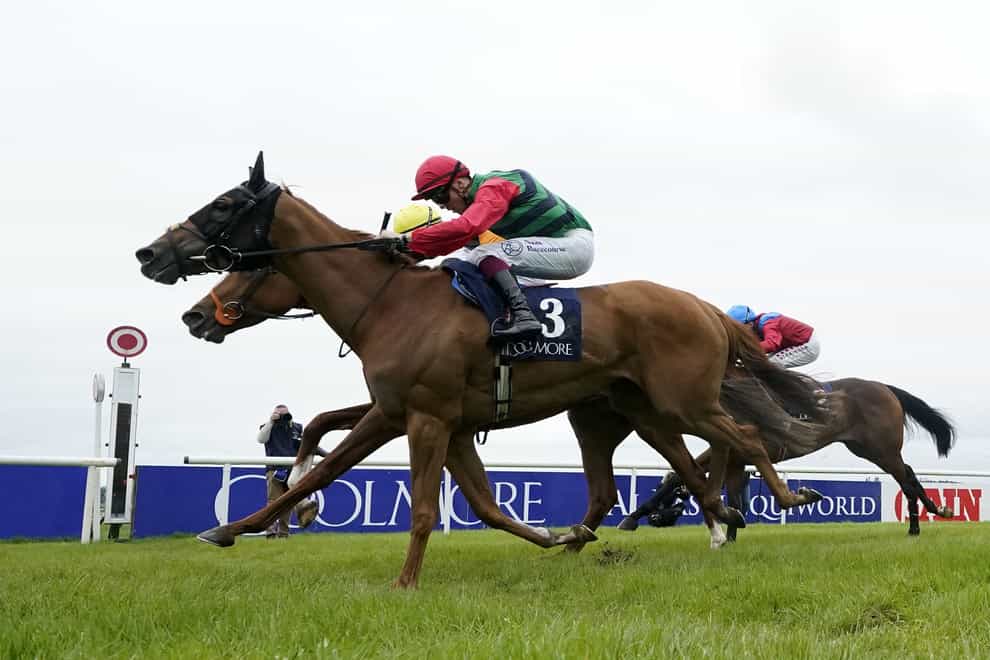 Gregarina ridden by Dylan Browne McMonagle on their way to winning at the Curragh (Niall Carson/PA)